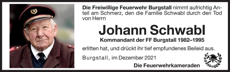  Traueranzeige für Johann Schwabl vom 03.12.2021 aus Dolomiten
