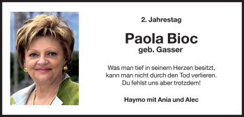 Traueranzeige von Paola Bioc von Dolomiten