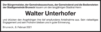 Traueranzeige von Walter Unterhofer von Dolomiten