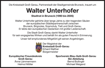 Traueranzeige von Walter Unterhofer von Dolomiten