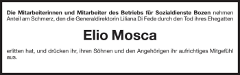 Traueranzeige von Elio Mosca von Dolomiten