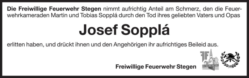  Traueranzeige für Josef Sopplá vom 03.03.2021 aus Dolomiten