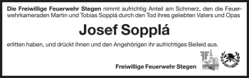 Traueranzeige von Josef Sopplá von Dolomiten