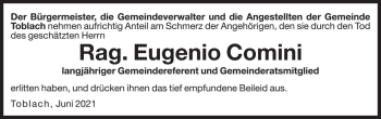 Traueranzeige von Rag. Eugenio Comini von Dolomiten