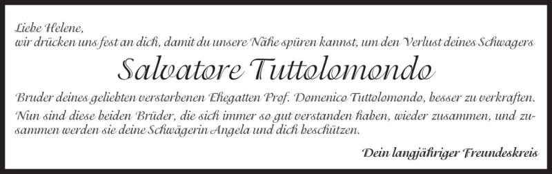  Traueranzeige für Salvatore Tuttolomondo vom 17.08.2021 aus Dolomiten