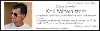 Traueranzeige von Karl Mitterrutzner von Dolomiten