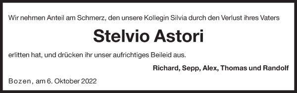 Traueranzeige von Stelvio Astori von Dolomiten