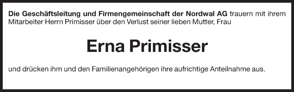  Traueranzeige für Erna Primisser vom 25.11.2022 aus Dolomiten