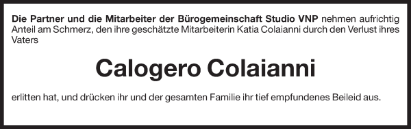 Traueranzeige von Calogero Colaianni von Dolomiten