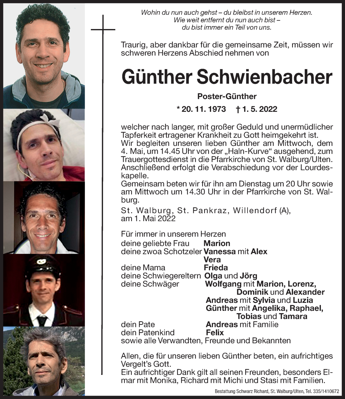  Traueranzeige für Günther Schwienbacher vom 03.05.2022 aus Dolomiten