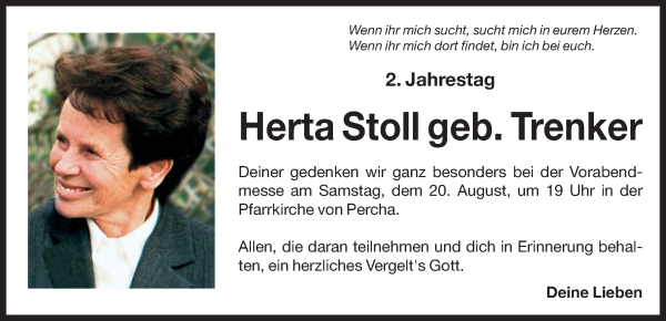 Traueranzeige von Herta Stoll von Dolomiten