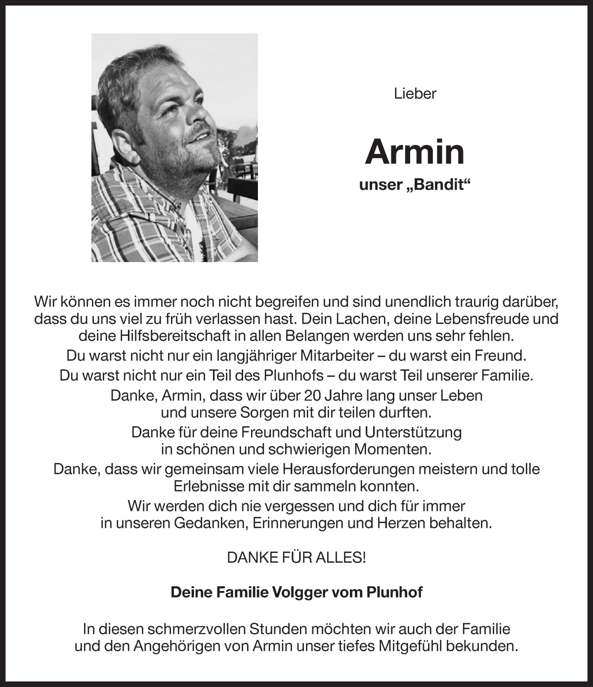  Traueranzeige für Armin Hochrainer vom 21.09.2022 aus Dolomiten
