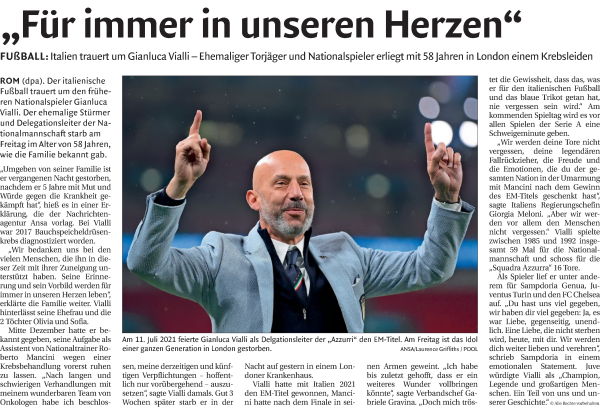 Traueranzeige von Gianluca Vialli von Dolomiten