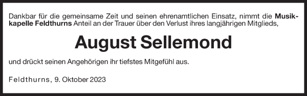 Traueranzeige von August Sellemond von Dolomiten