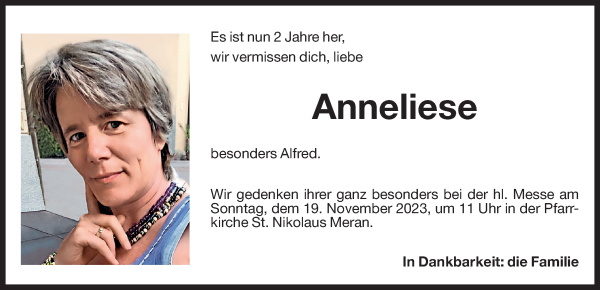 Traueranzeige von Anneliese Nicolussi von Dolomiten