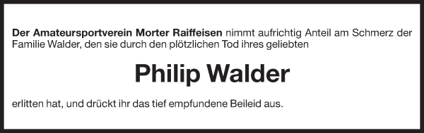 Traueranzeige von Philip Walder von Dolomiten