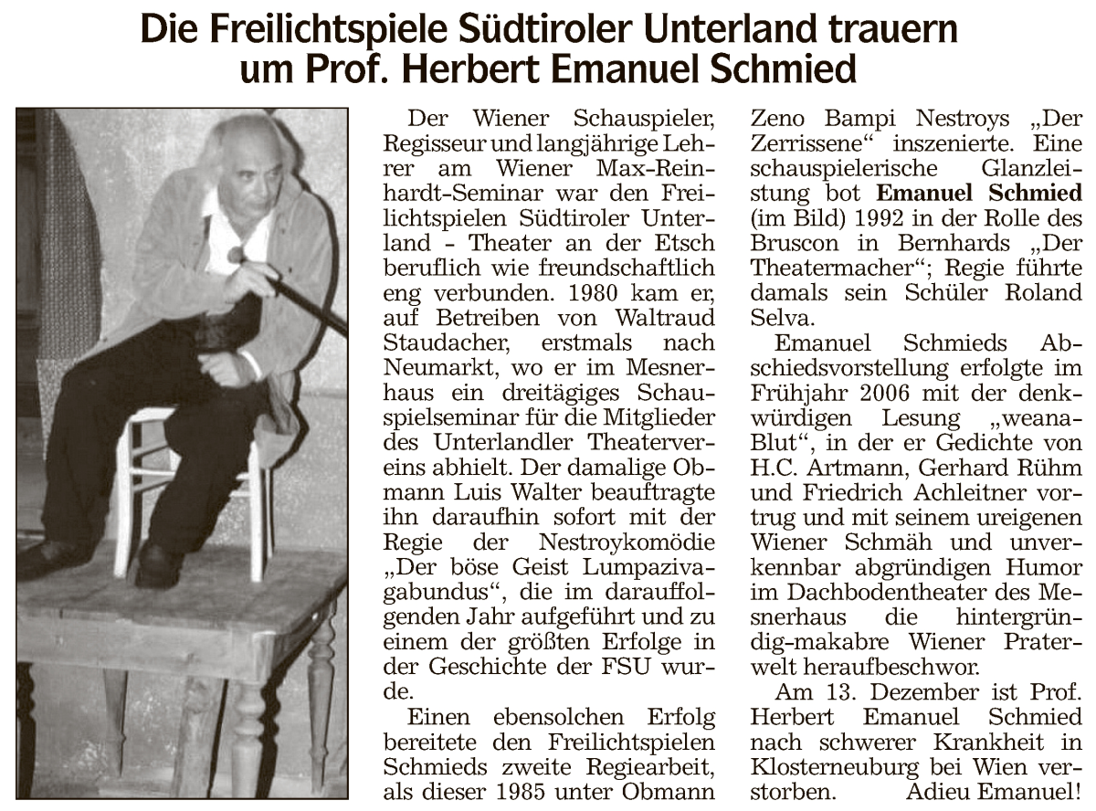  Traueranzeige für Herbert Emanuel Schmied vom 17.12.2008 aus Dolomiten