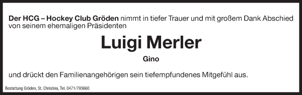 Traueranzeige von Luigi Merler von Dolomiten