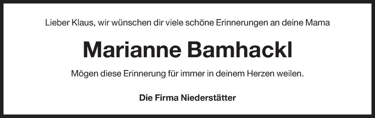  Traueranzeige für Marianne Bamhackl vom 29.12.2023 aus Dolomiten