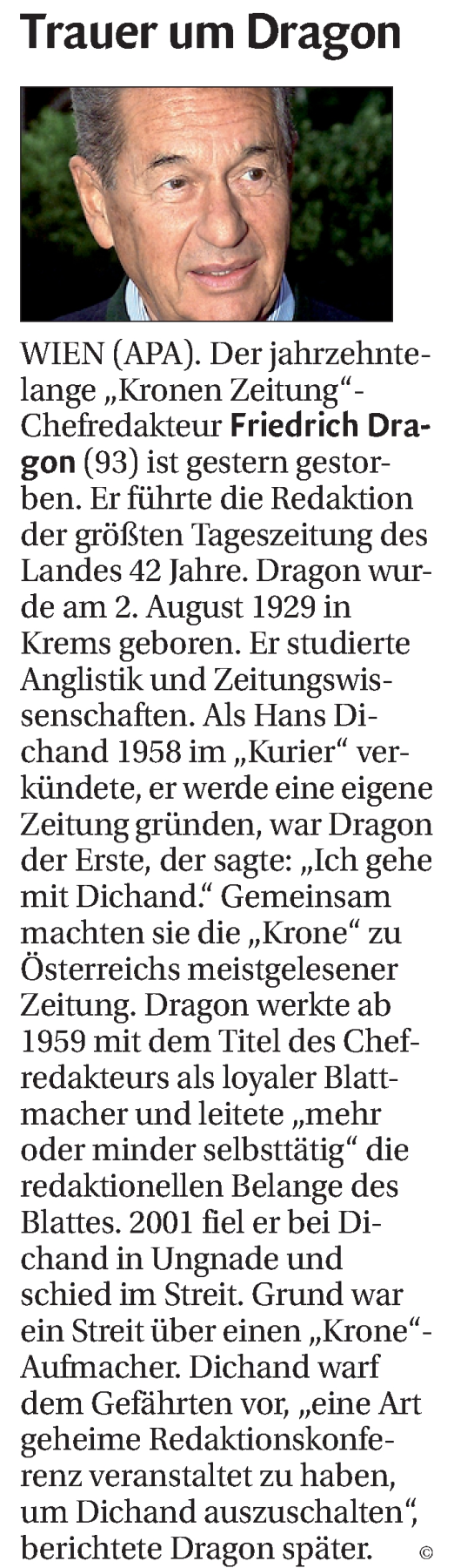  Traueranzeige für Friedrich Dragon vom 15.02.2023 aus Dolomiten