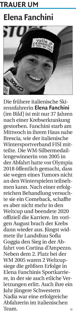Traueranzeige von Elena Fanchini von Dolomiten