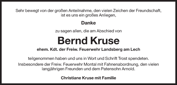 Traueranzeige von Bernd Kruse von Dolomiten