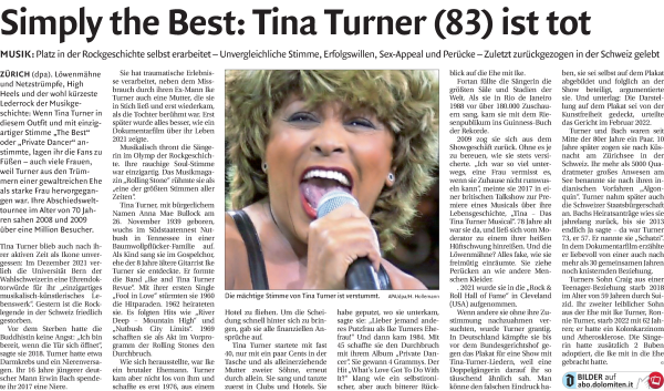 Traueranzeige von Tina Turner von Dolomiten