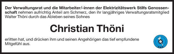 Traueranzeige von Christian Thöni von Dolomiten