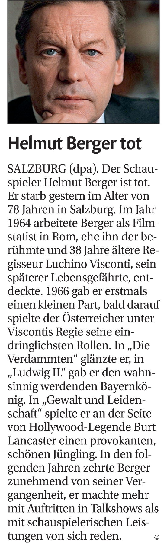  Traueranzeige für Helmut Berger vom 19.05.2023 aus Dolomiten