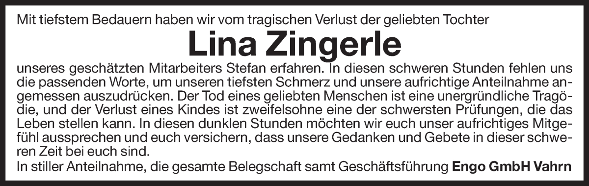  Traueranzeige für Lina Zingerle vom 11.01.2024 aus Dolomiten