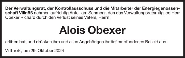 Traueranzeige von Alois Obexer von Dolomiten