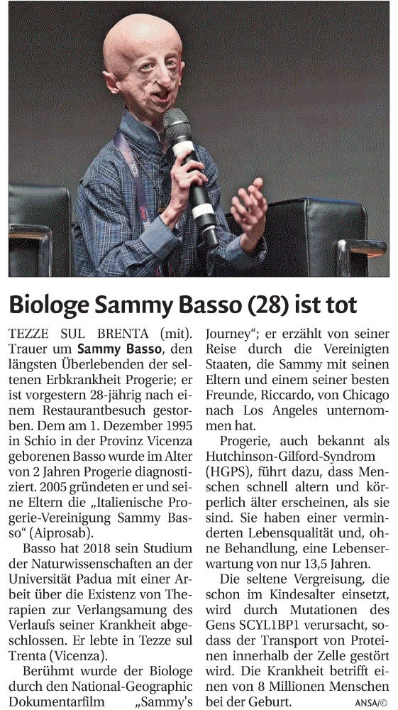 Traueranzeige von Sammy Basso von Dolomiten