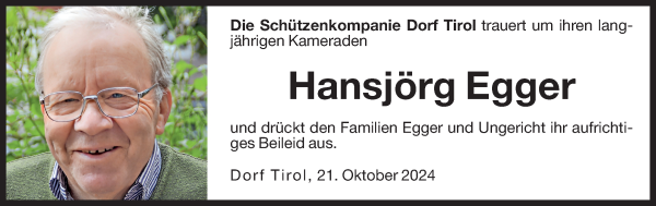 Traueranzeige von Hansjörg Egger von Dolomiten