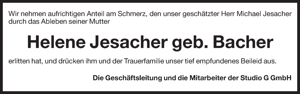  Traueranzeige für Helene Jesacher vom 03.10.2024 aus Dolomiten