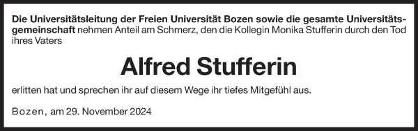 Traueranzeige von Alfred Stufferin von Dolomiten