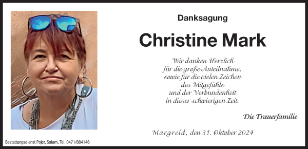 Traueranzeige von Christine Mark von Dolomiten