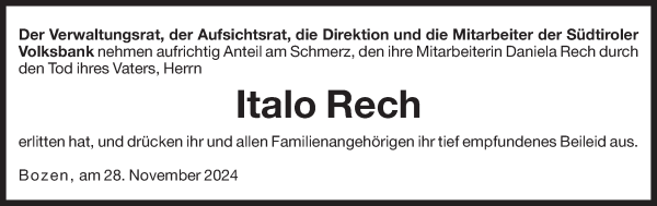 Traueranzeige von Italo Rech von Dolomiten