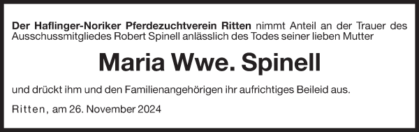 Traueranzeige von Maria Spinell von Dolomiten