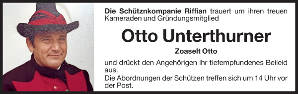 Traueranzeige von Otto Unterthurner von Dolomiten