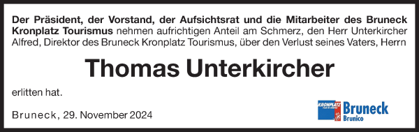 Traueranzeige von Thomas Unterkircher von Dolomiten