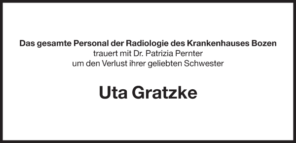 Traueranzeige von Uta Seiwald von Dolomiten