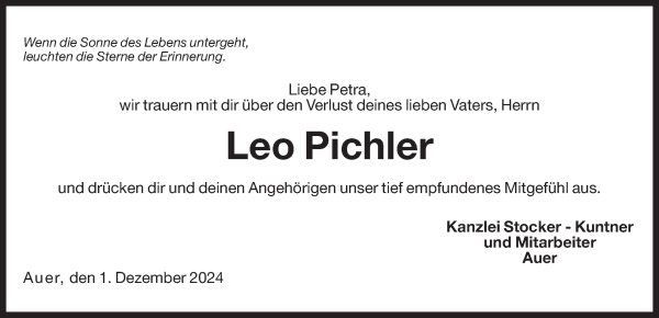 Traueranzeige von Leo Pichler von Dolomiten