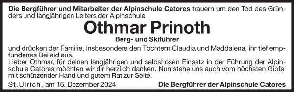 Traueranzeige von Othmar Prinoth von Dolomiten