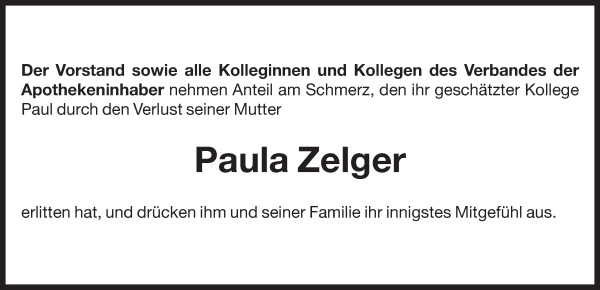 Traueranzeige von Paula Zelger von Dolomiten