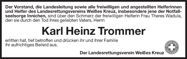 Traueranzeige von Karl Heinz Trommer von Dolomiten
