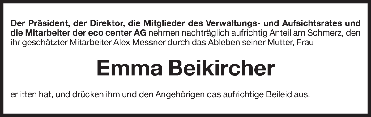  Traueranzeige für Emma Beikircher vom 24.04.2024 aus Dolomiten