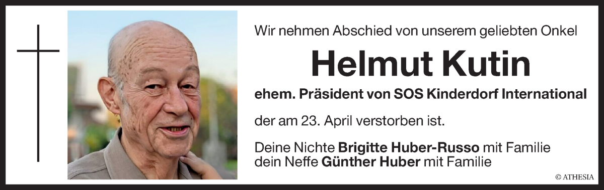  Traueranzeige für Helmut Kutin vom 27.04.2024 aus Dolomiten