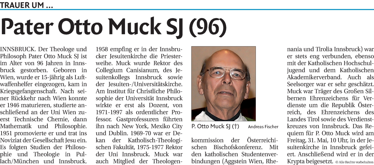  Traueranzeige für Otto Muck vom 22.05.2024 aus Dolomiten
