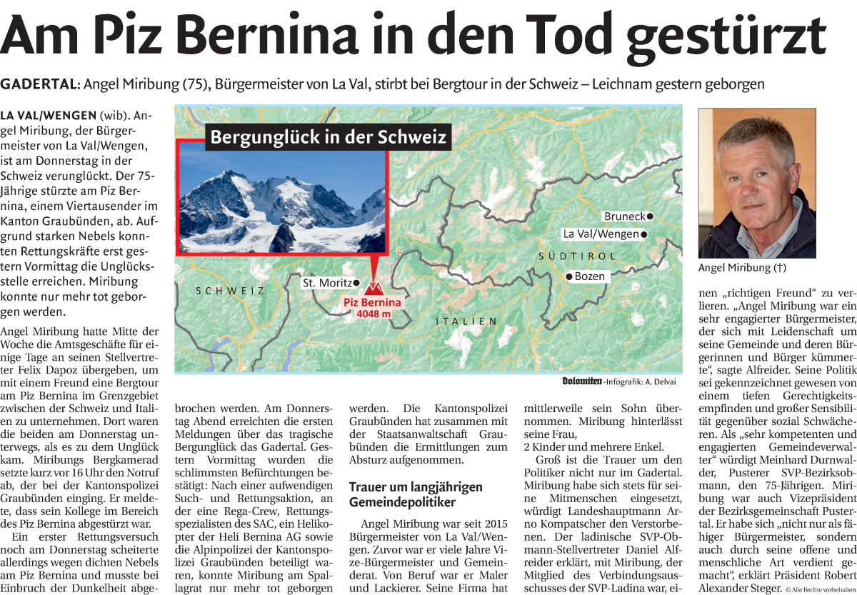  Traueranzeige für Angel Miribung vom 29.06.2024 aus Dolomiten