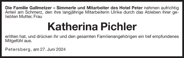 Traueranzeige von Katherina Pichler von Dolomiten